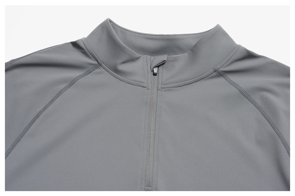 Men's Breathable Half-Zip Long-Sleeve Nylon Top for Fitness and Hiking