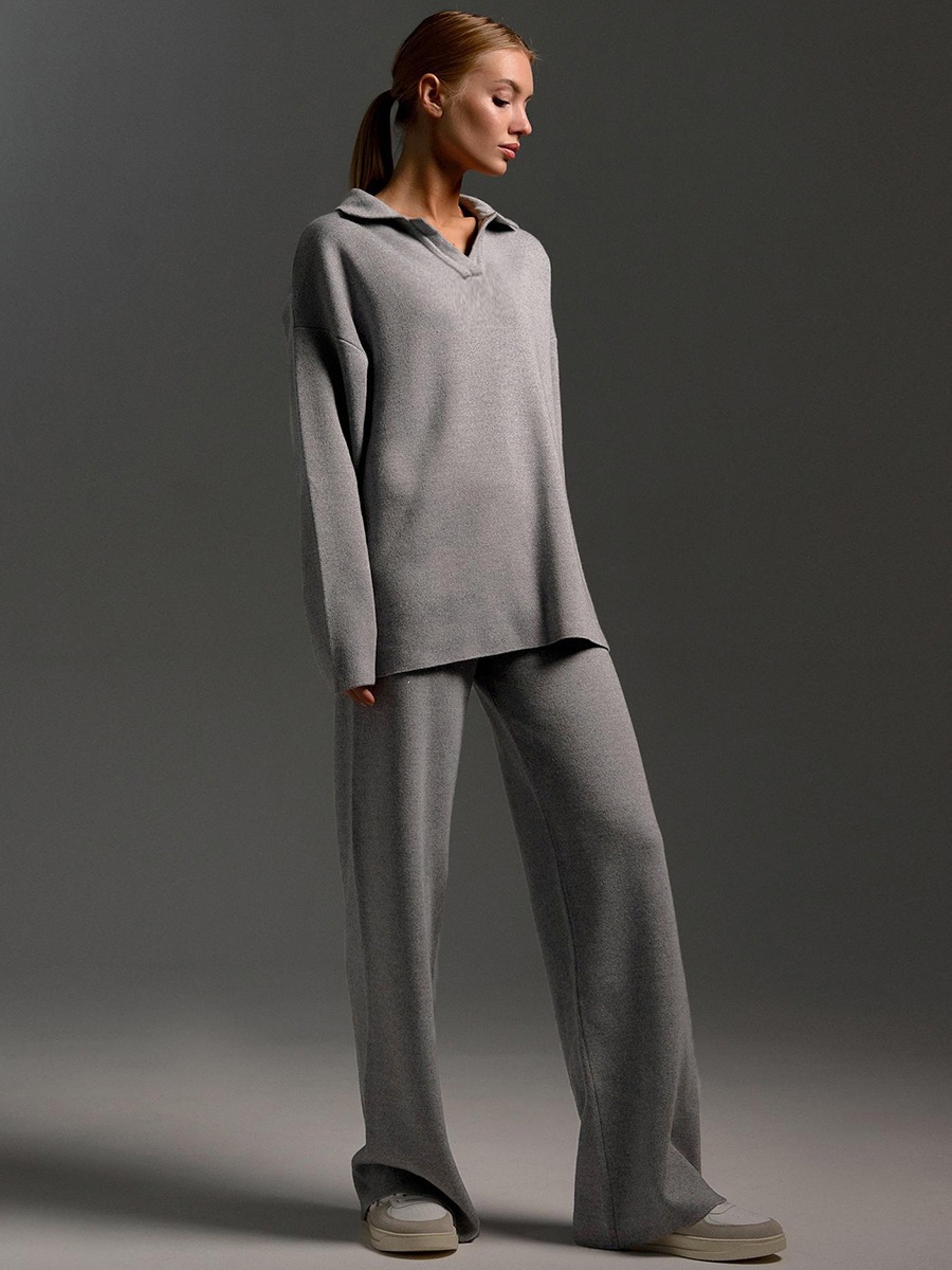 Women's casual long-sleeved solid-color sports outfit
