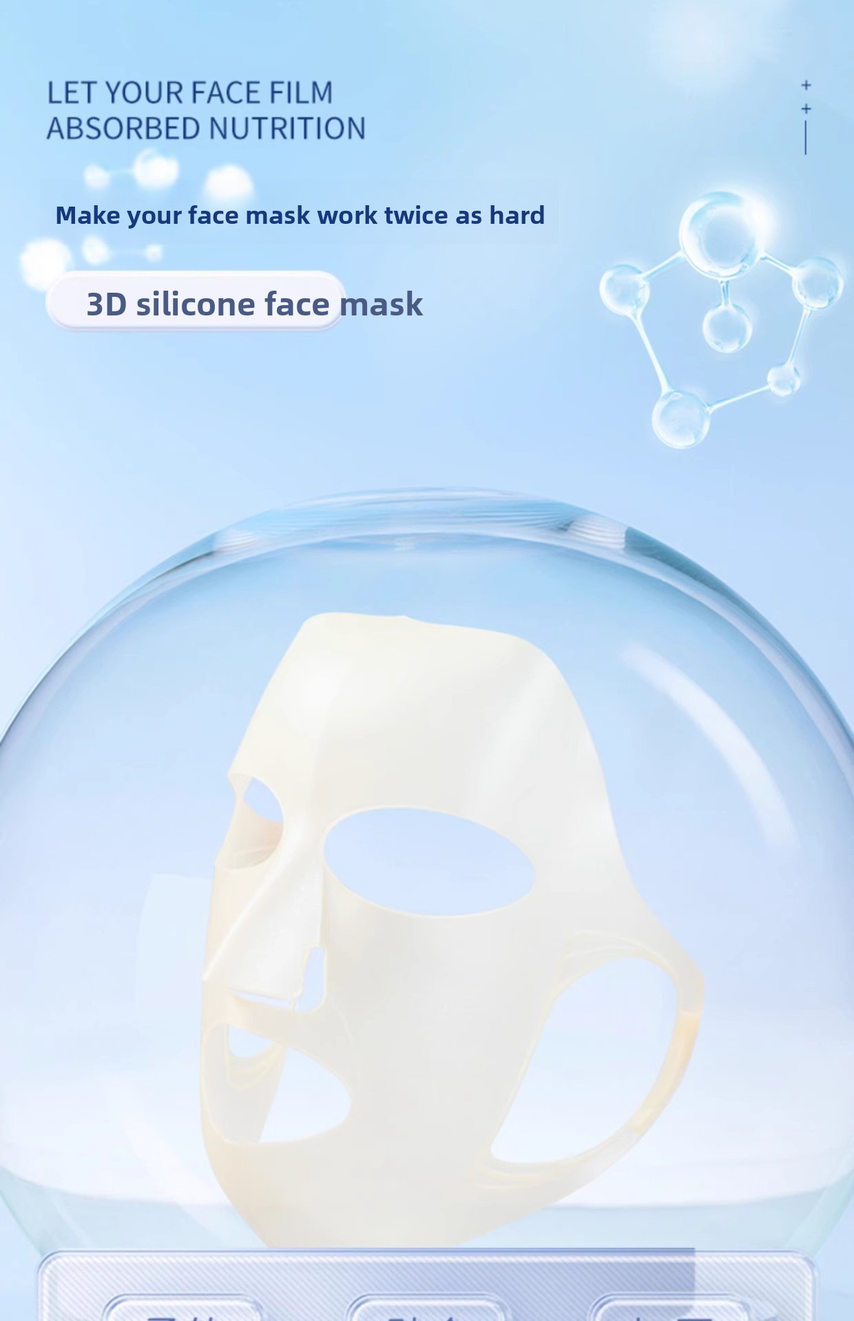 3D Silicone Mask Cover Anti-Slip Reusable Facial Sheet Mask Fixation Tool