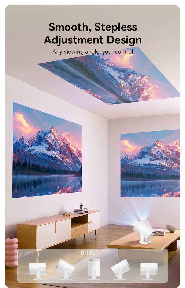 Mini Projector 200 Lumens Smart Screen Mirroring 235-Inch Display