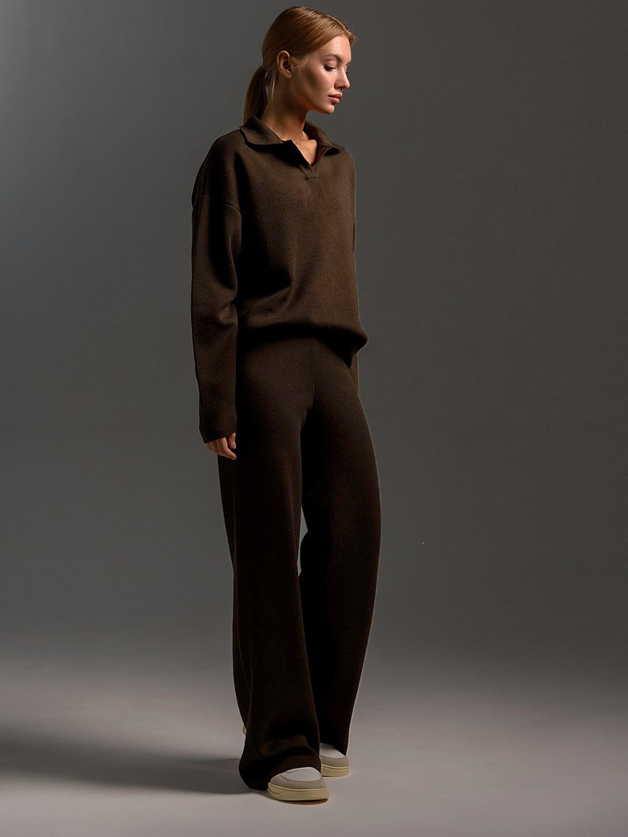 Women's casual long-sleeved solid-color sports outfit