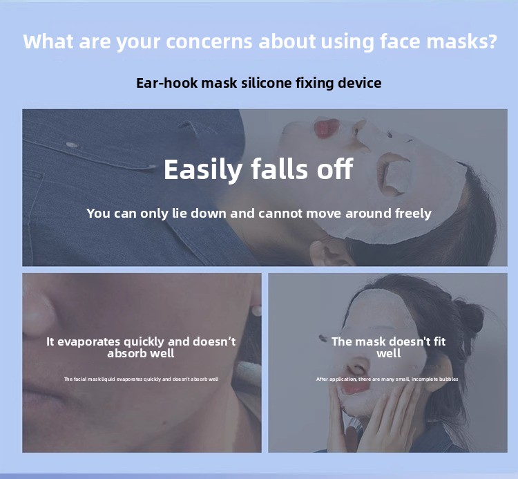 3D Silicone Mask Cover Anti-Slip Reusable Facial Sheet Mask Fixation Tool