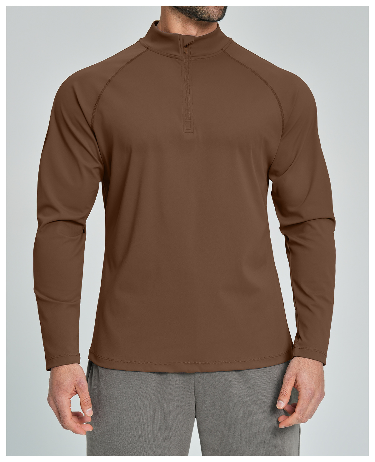 Men's Breathable Half-Zip Long-Sleeve Nylon Top for Fitness and Hiking