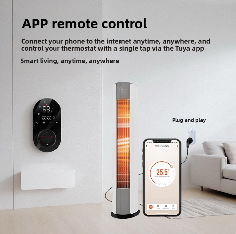 Tuya Smart WiFi Wall-Mounted Boiler Thermostat, Wireless RF One-to-One Temperature Controller for Home Heating, Wiring-Free, 95-240V