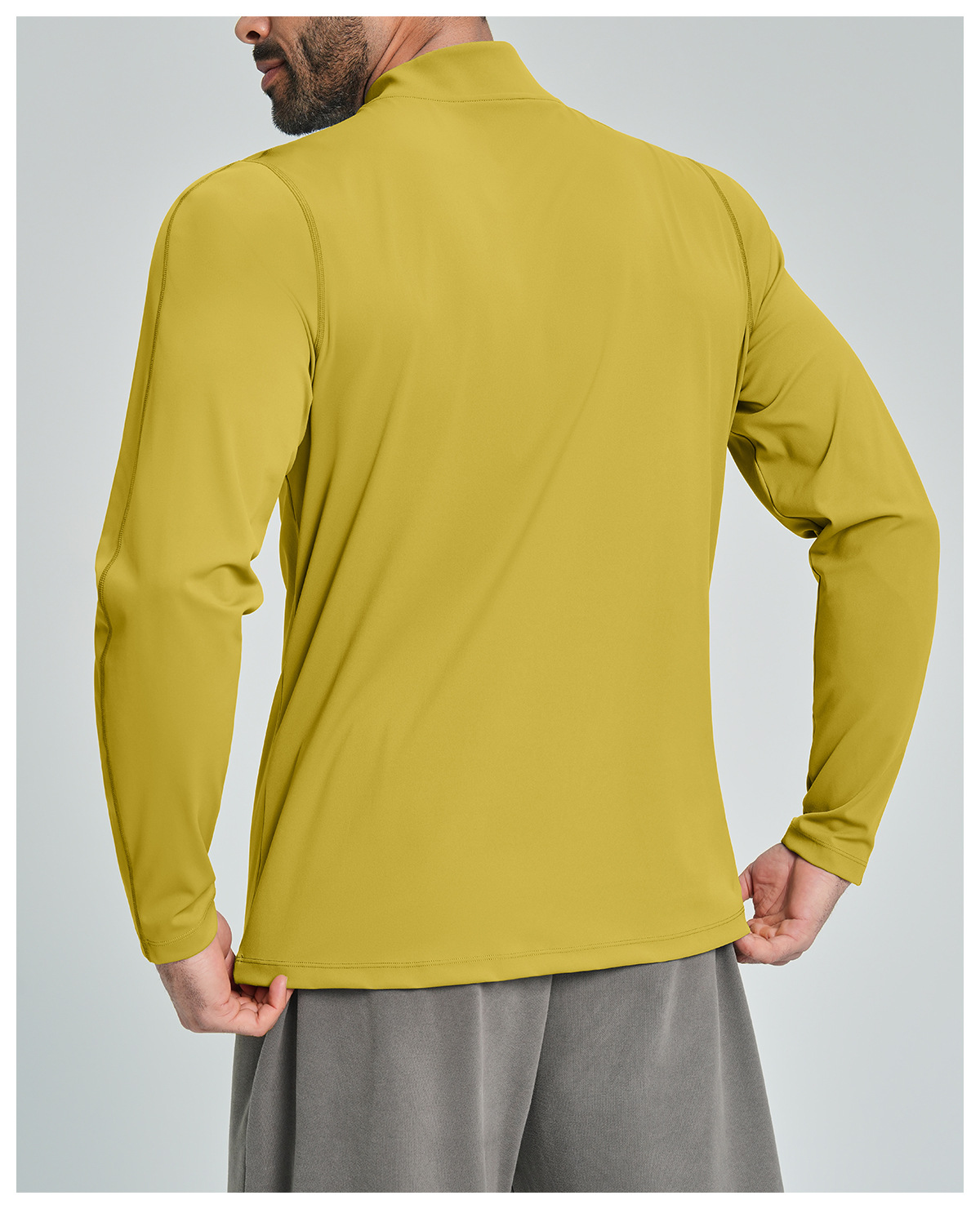 Men's Breathable Half-Zip Long-Sleeve Nylon Top for Fitness and Hiking
