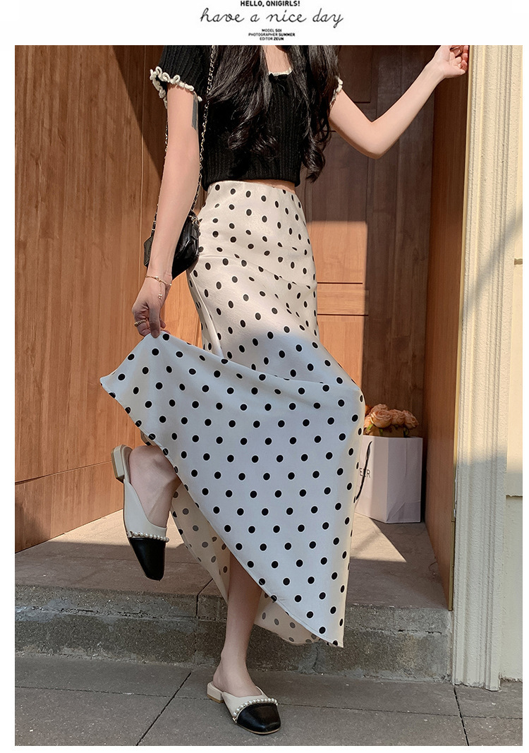 Women's New Elegant High Waist Dot Fishtail Dress