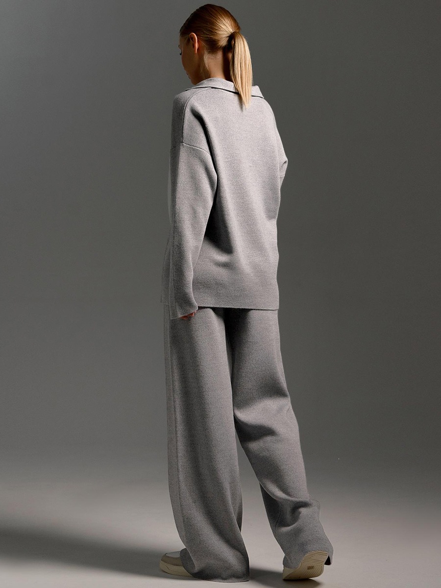 Women's casual long-sleeved solid-color sports outfit