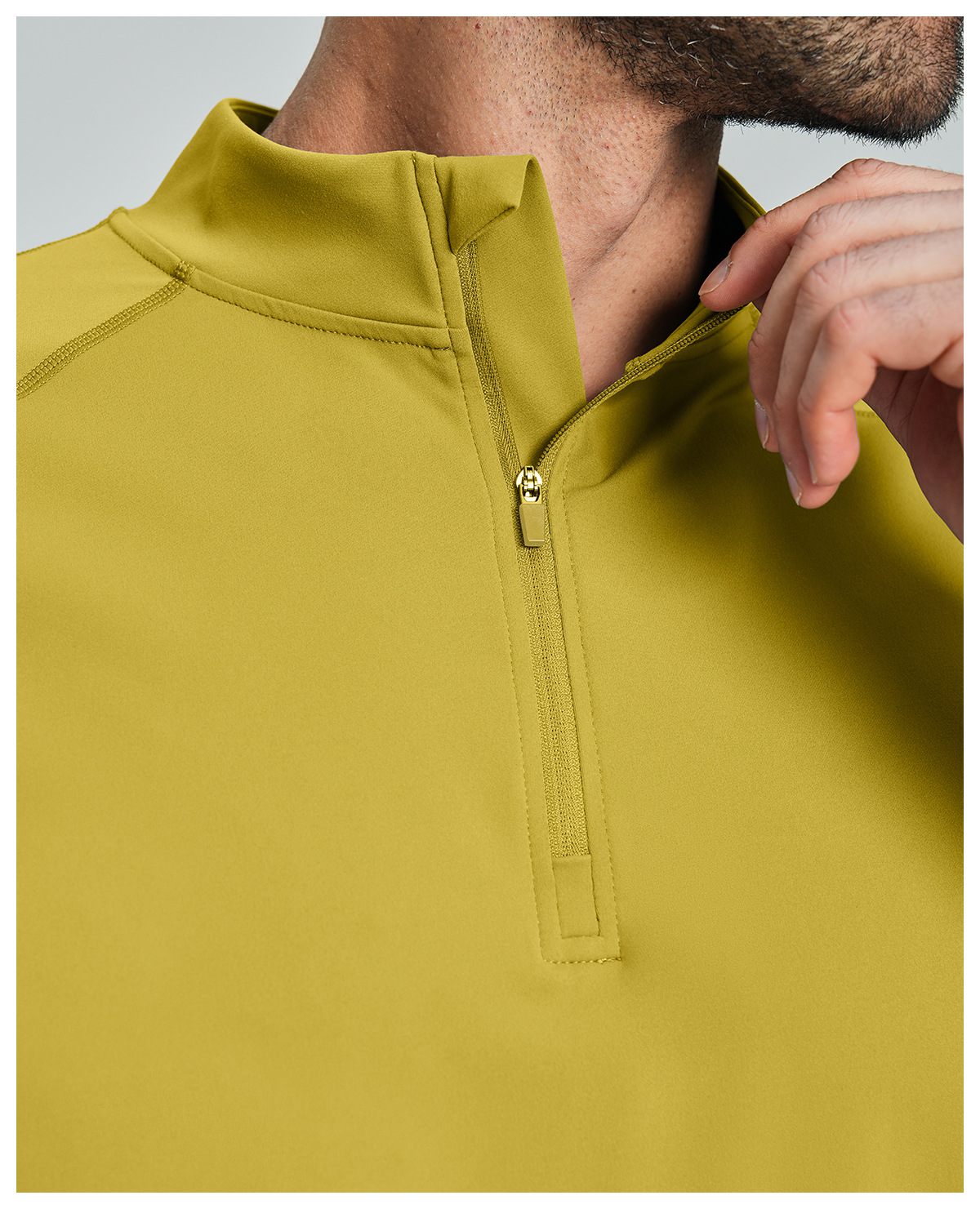 Men's Breathable Half-Zip Long-Sleeve Nylon Top for Fitness and Hiking
