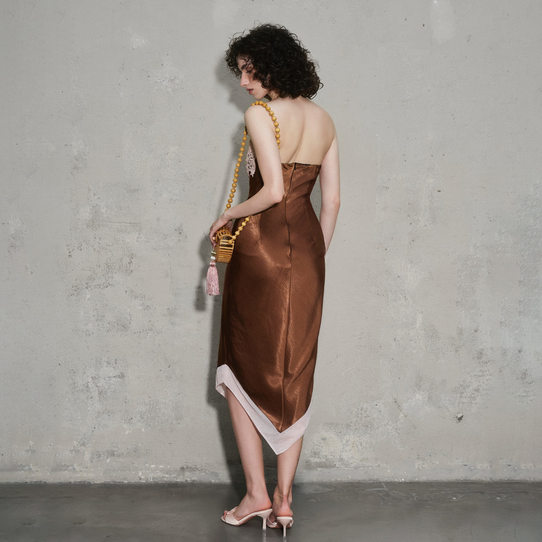 sexy hot girl backless slim-fit low-neck irregular strapless dress