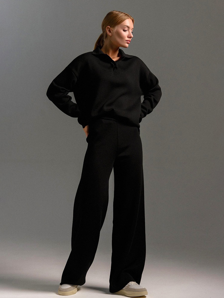 Women's casual long-sleeved solid-color sports outfit