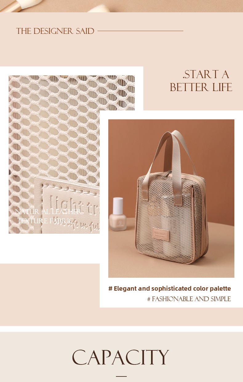 Portable Mesh Cosmetic Organizer Bag Travel Toiletry Storage Pouch
