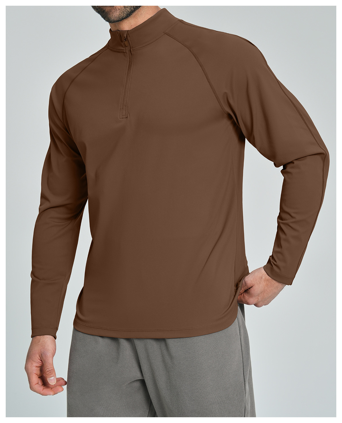 Men's Breathable Half-Zip Long-Sleeve Nylon Top for Fitness and Hiking