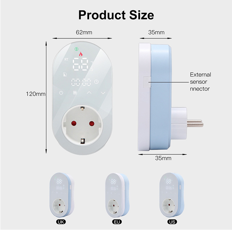 Tuya Smart WiFi Wall-Mounted Boiler Thermostat, Wireless RF One-to-One Temperature Controller for Home Heating, Wiring-Free, 95-240V