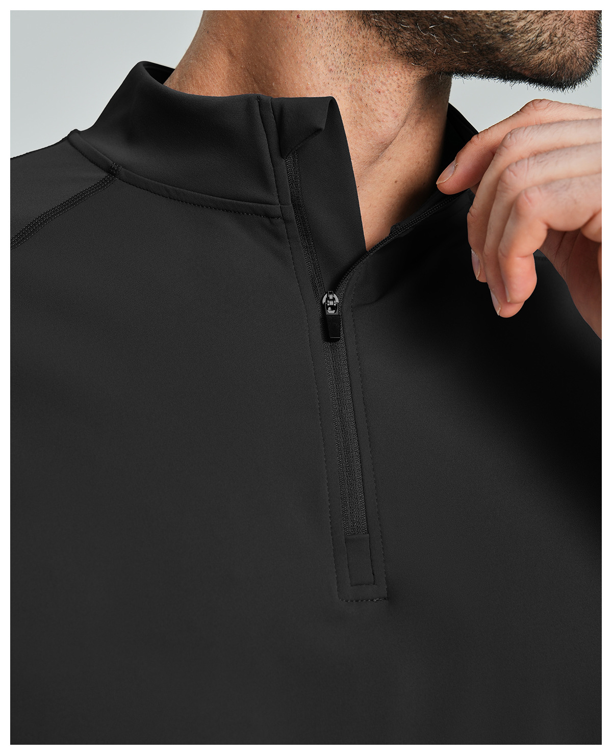 Men's Breathable Half-Zip Long-Sleeve Nylon Top for Fitness and Hiking