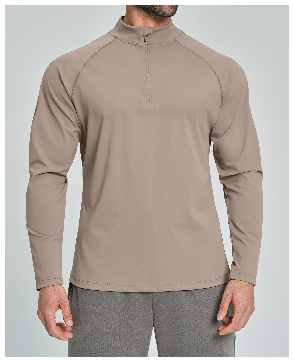 Men's Breathable Half-Zip Long-Sleeve Nylon Top for Fitness and Hiking