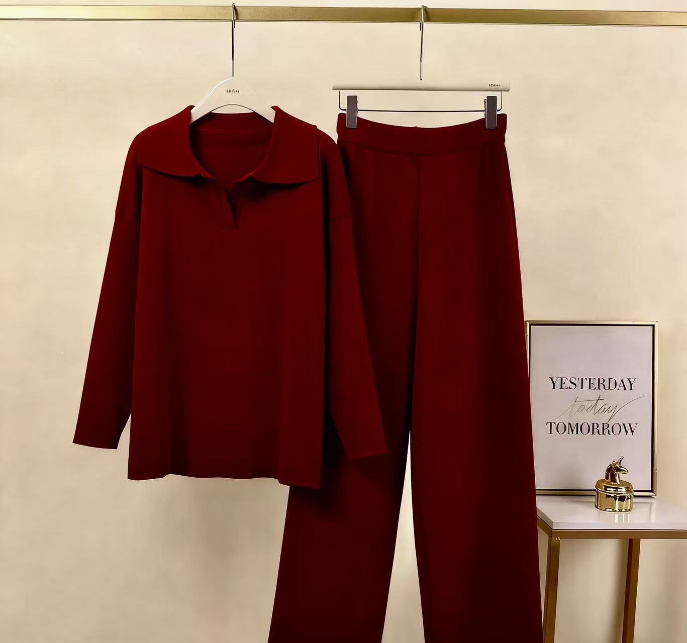 Women's casual long-sleeved solid-color sports outfit