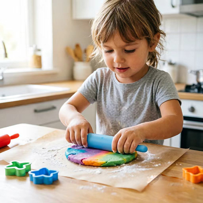 Mini Plastic Rolling Pin with PP Handle Children Baking Tool Dumpling Stick Lightweight