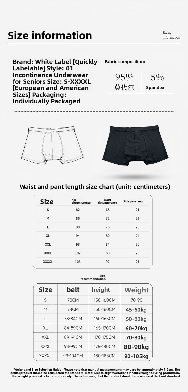 Reusable Washable Men's Leak-Proof Incontinence Underwear