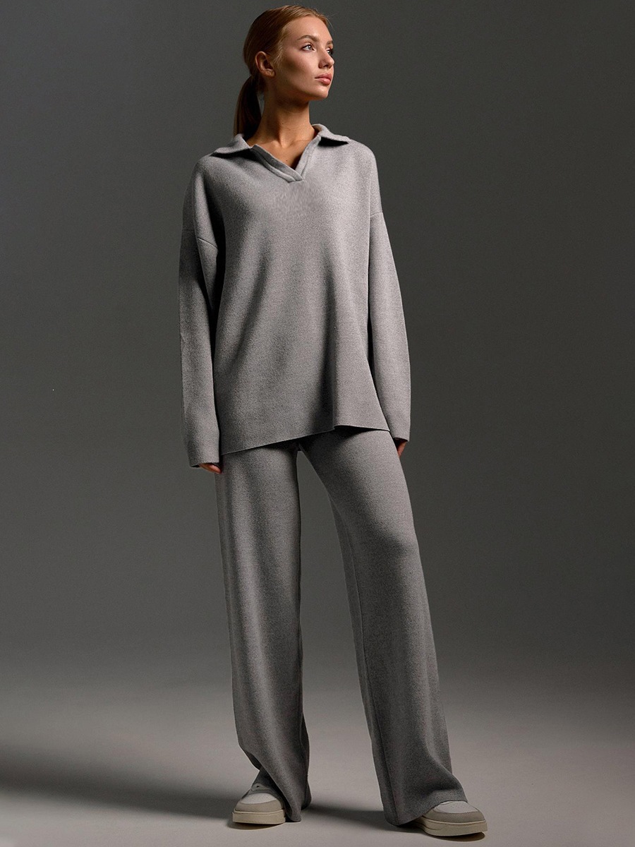 Women's casual long-sleeved solid-color sports outfit