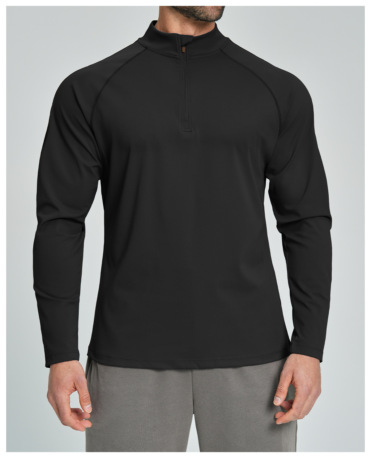 Men's Breathable Half-Zip Long-Sleeve Nylon Top for Fitness and Hiking