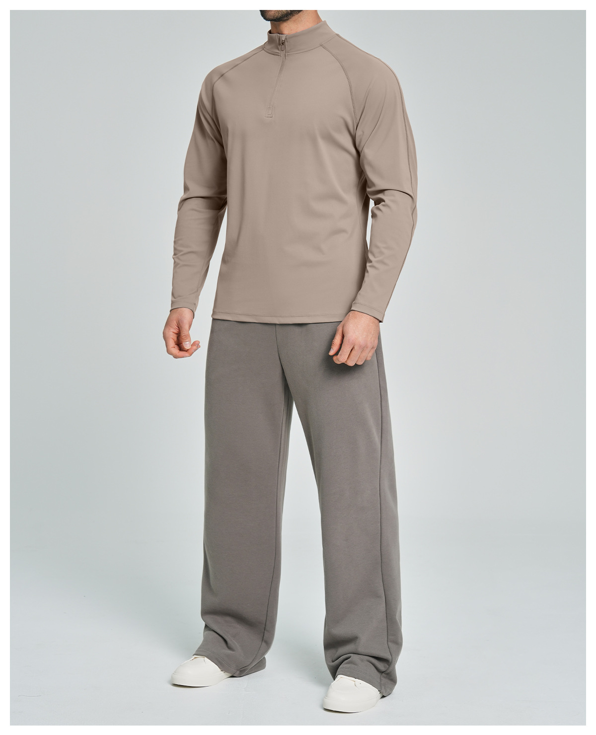 Men's Breathable Half-Zip Long-Sleeve Nylon Top for Fitness and Hiking