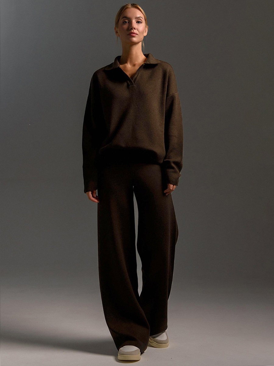 Women's casual long-sleeved solid-color sports outfit