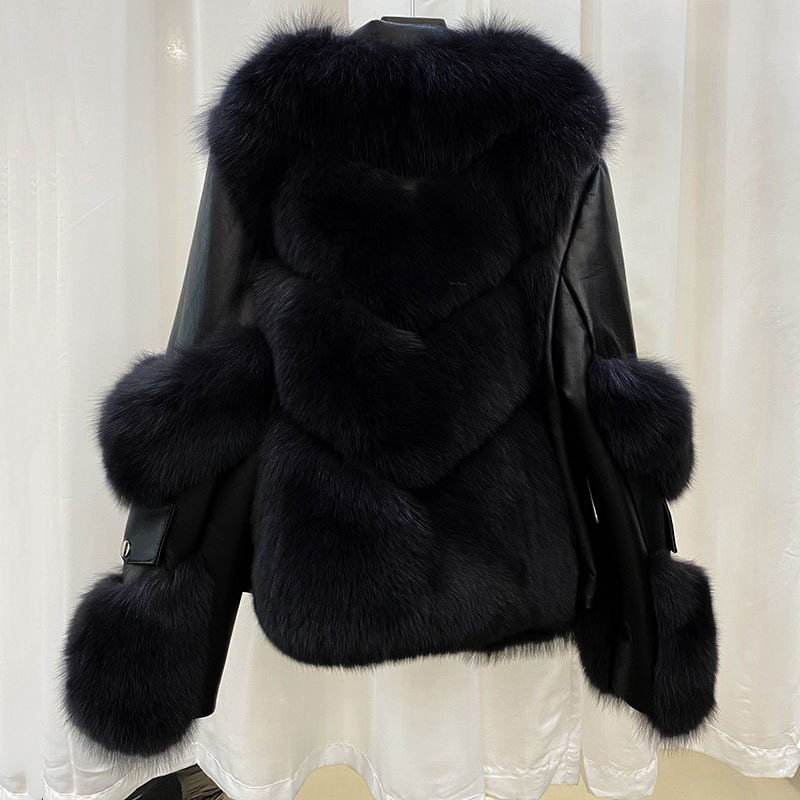 Women's Faux Fur Coat Cotton Padded Lapel Faux Leather Winter Warm Outerwear