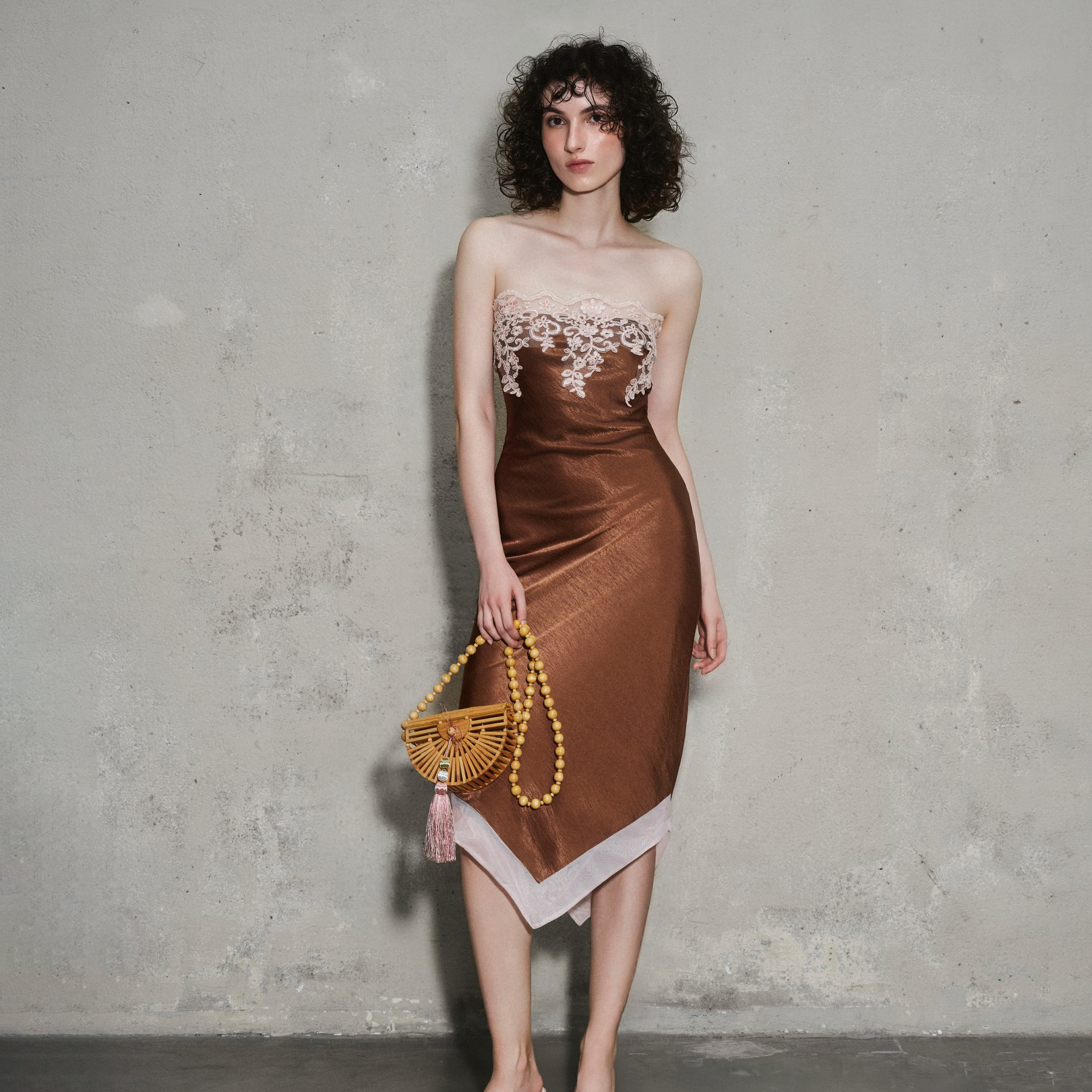 sexy hot girl backless slim-fit low-neck irregular strapless dress