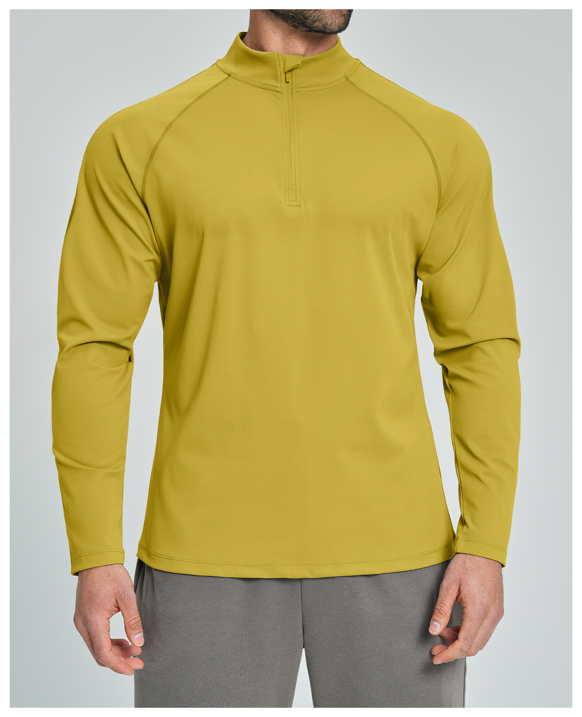 Men's Breathable Half-Zip Long-Sleeve Nylon Top for Fitness and Hiking