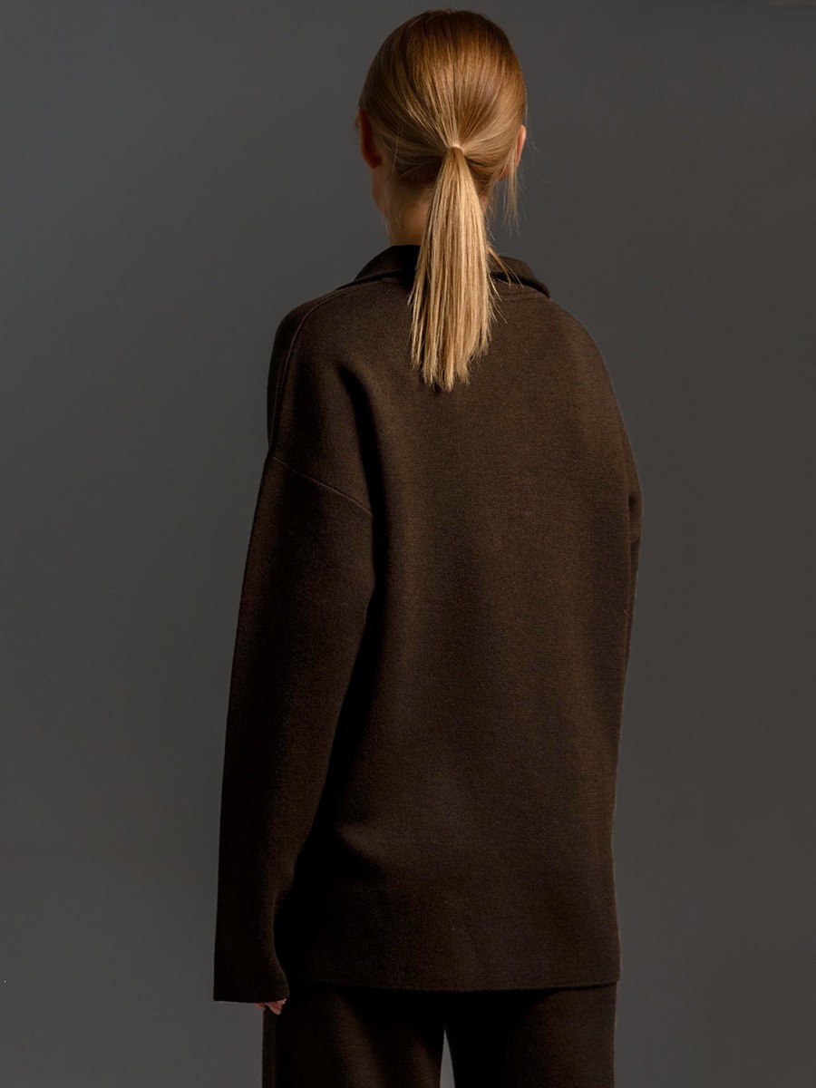 Women's casual long-sleeved solid-color sports outfit