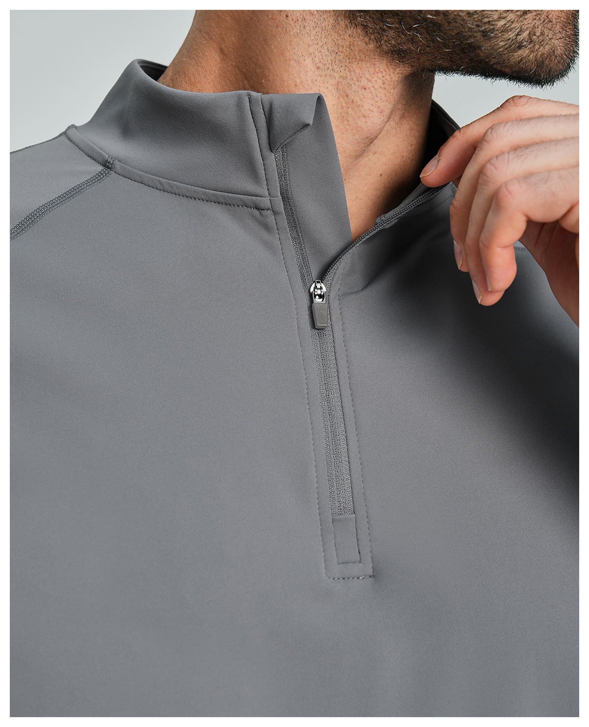Men's Breathable Half-Zip Long-Sleeve Nylon Top for Fitness and Hiking