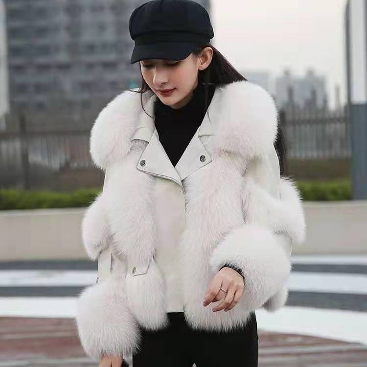 Women's Faux Fur Coat Cotton Padded Lapel Faux Leather Winter Warm Outerwear