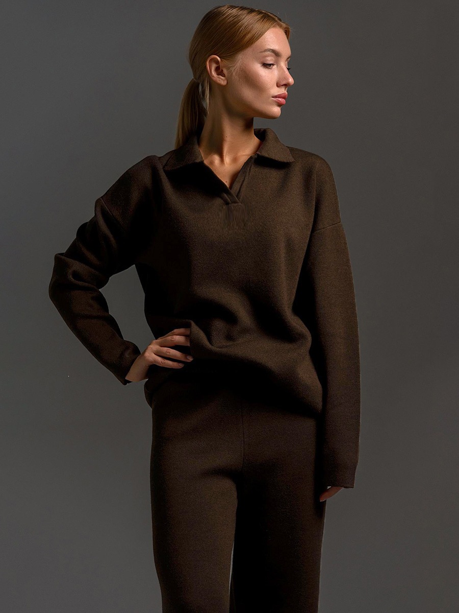 Women's casual long-sleeved solid-color sports outfit