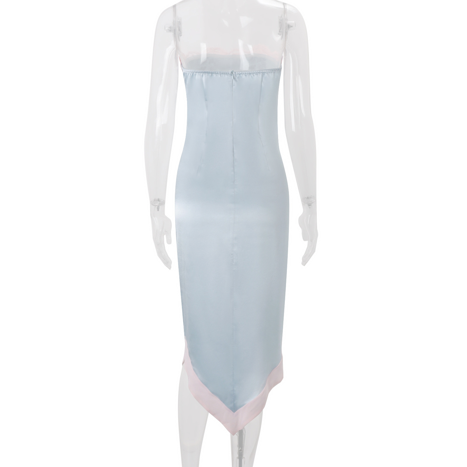 sexy hot girl backless slim-fit low-neck irregular strapless dress
