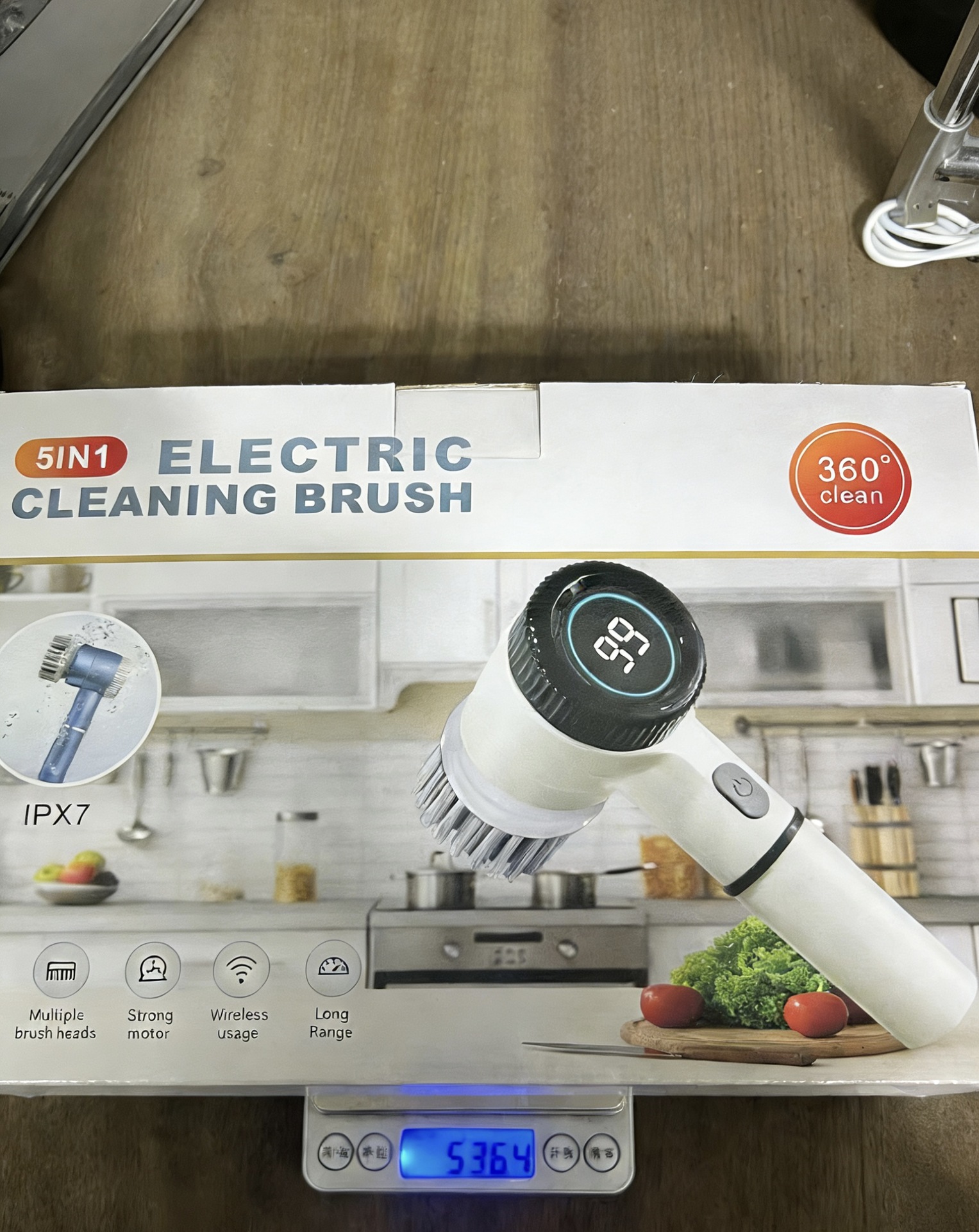 Rechargeable Cordless Electric Pot Scrubber with Multi-Functional Cleaning Brush Heads