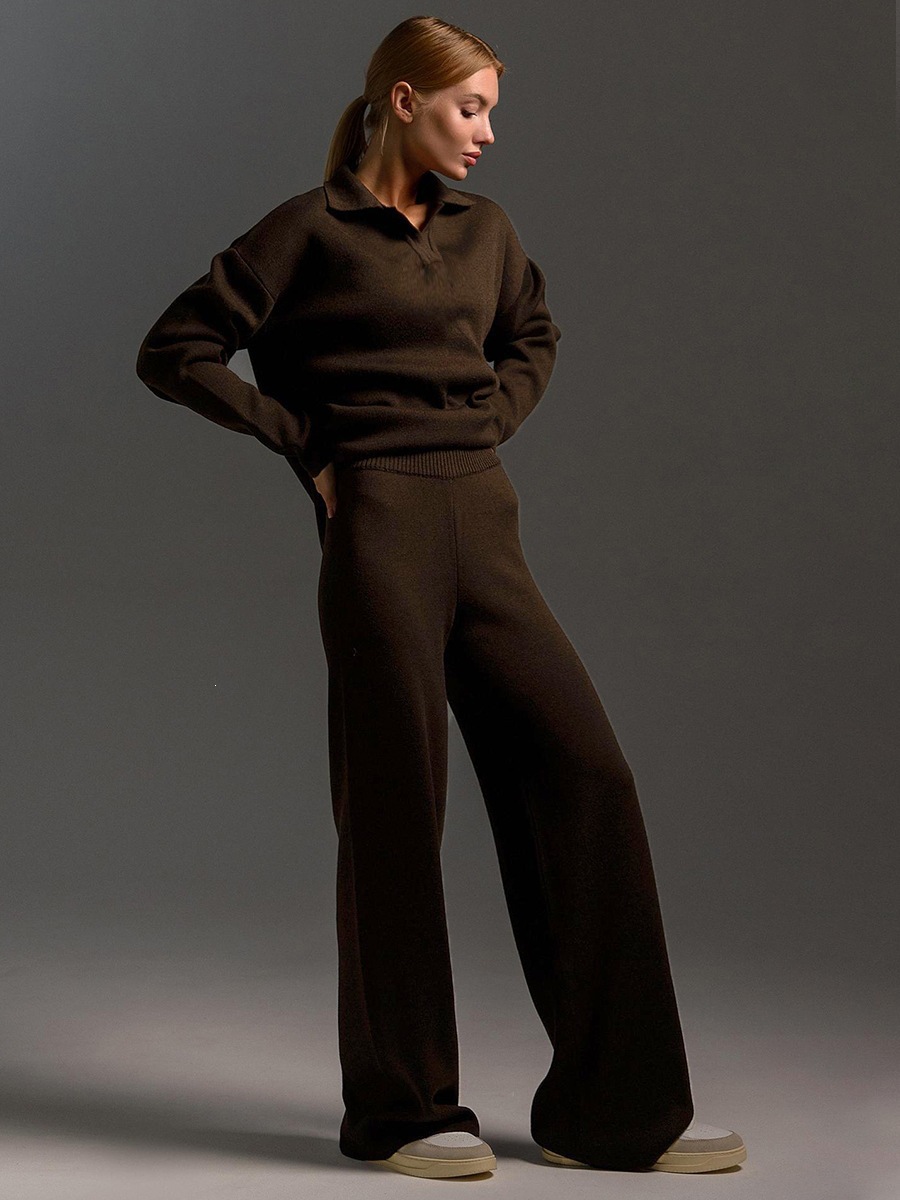 Women's casual long-sleeved solid-color sports outfit