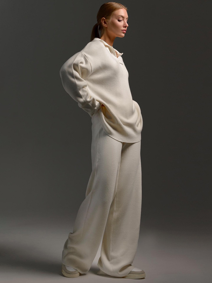 Women's casual long-sleeved solid-color sports outfit