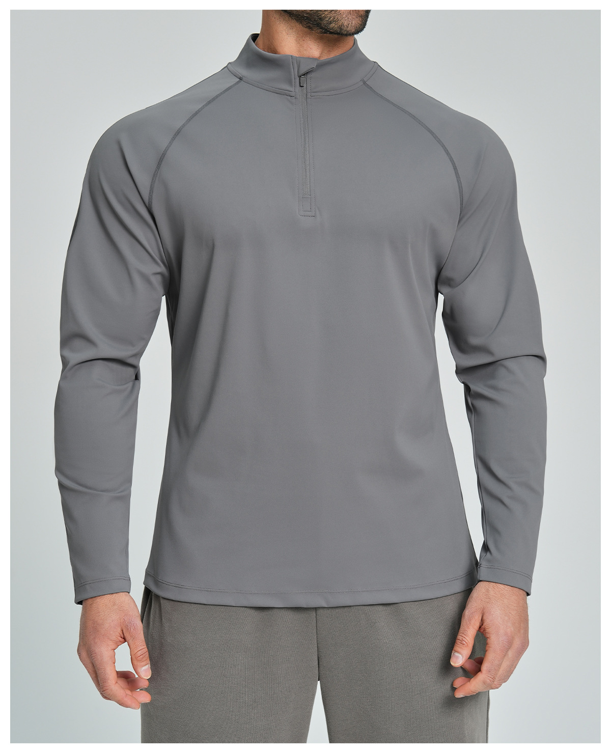 Men's Breathable Half-Zip Long-Sleeve Nylon Top for Fitness and Hiking