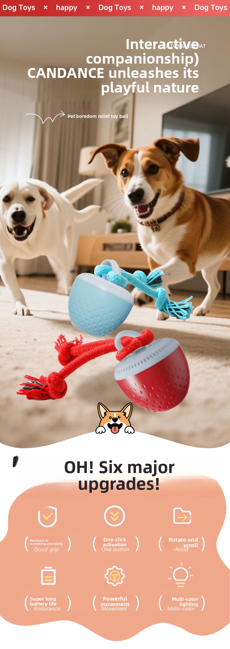 Interactive Rechargeable Dog Toy Ball