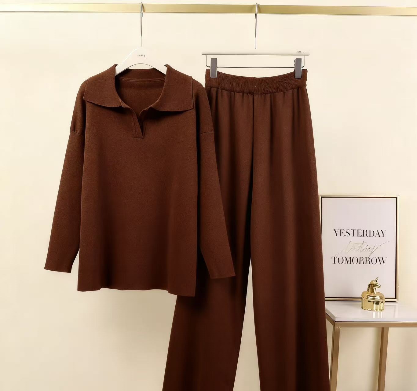 Women's casual long-sleeved solid-color sports outfit