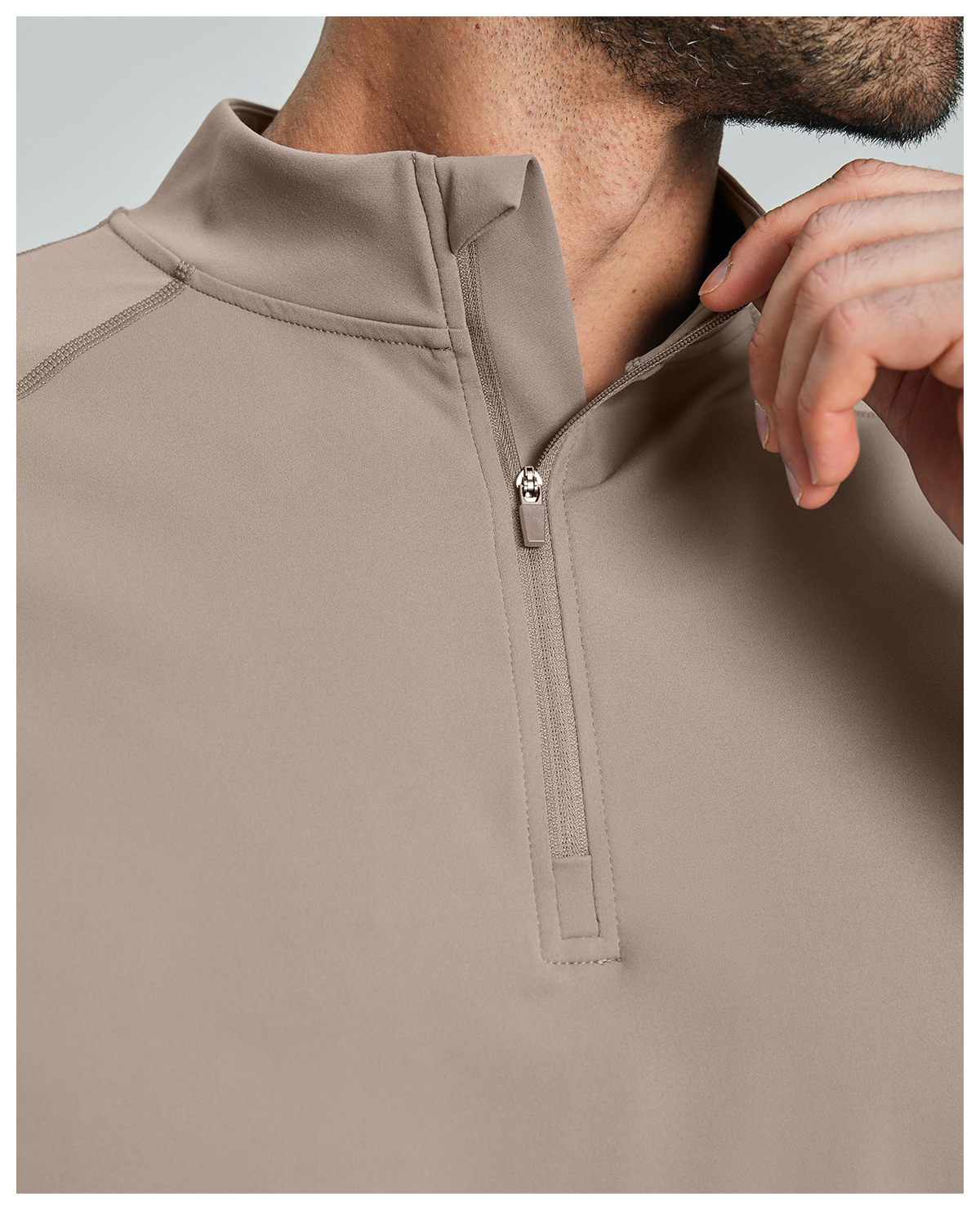 Men's Breathable Half-Zip Long-Sleeve Nylon Top for Fitness and Hiking