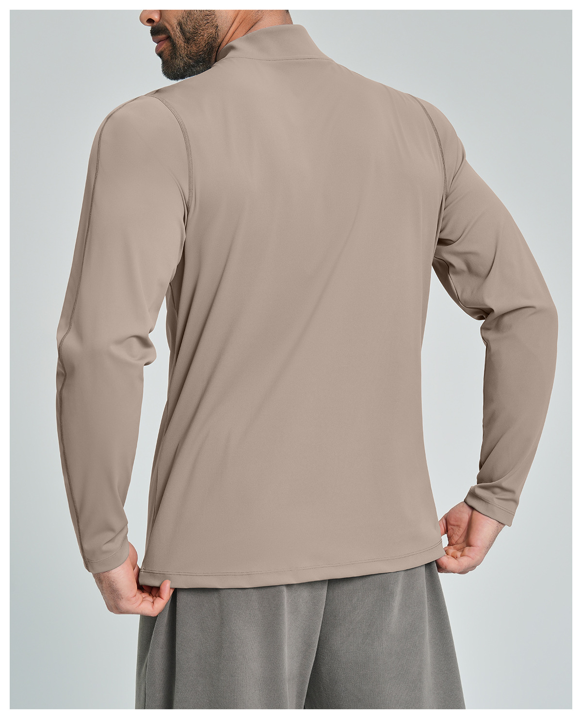 Men's Breathable Half-Zip Long-Sleeve Nylon Top for Fitness and Hiking