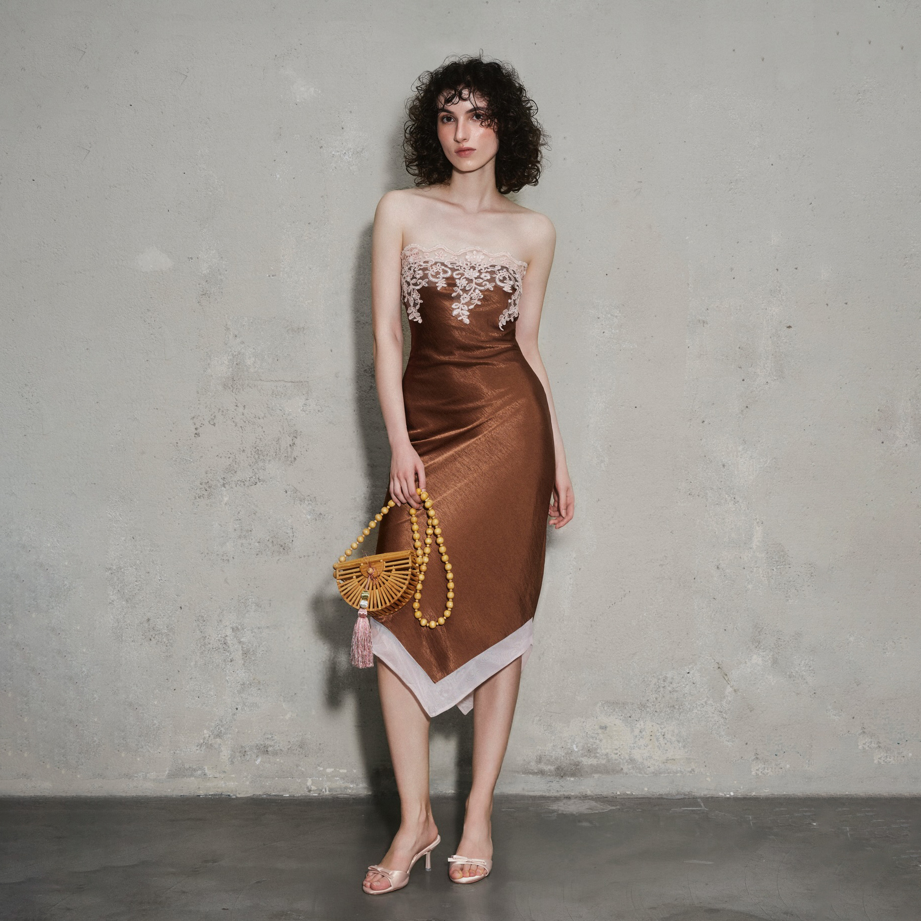 sexy hot girl backless slim-fit low-neck irregular strapless dress