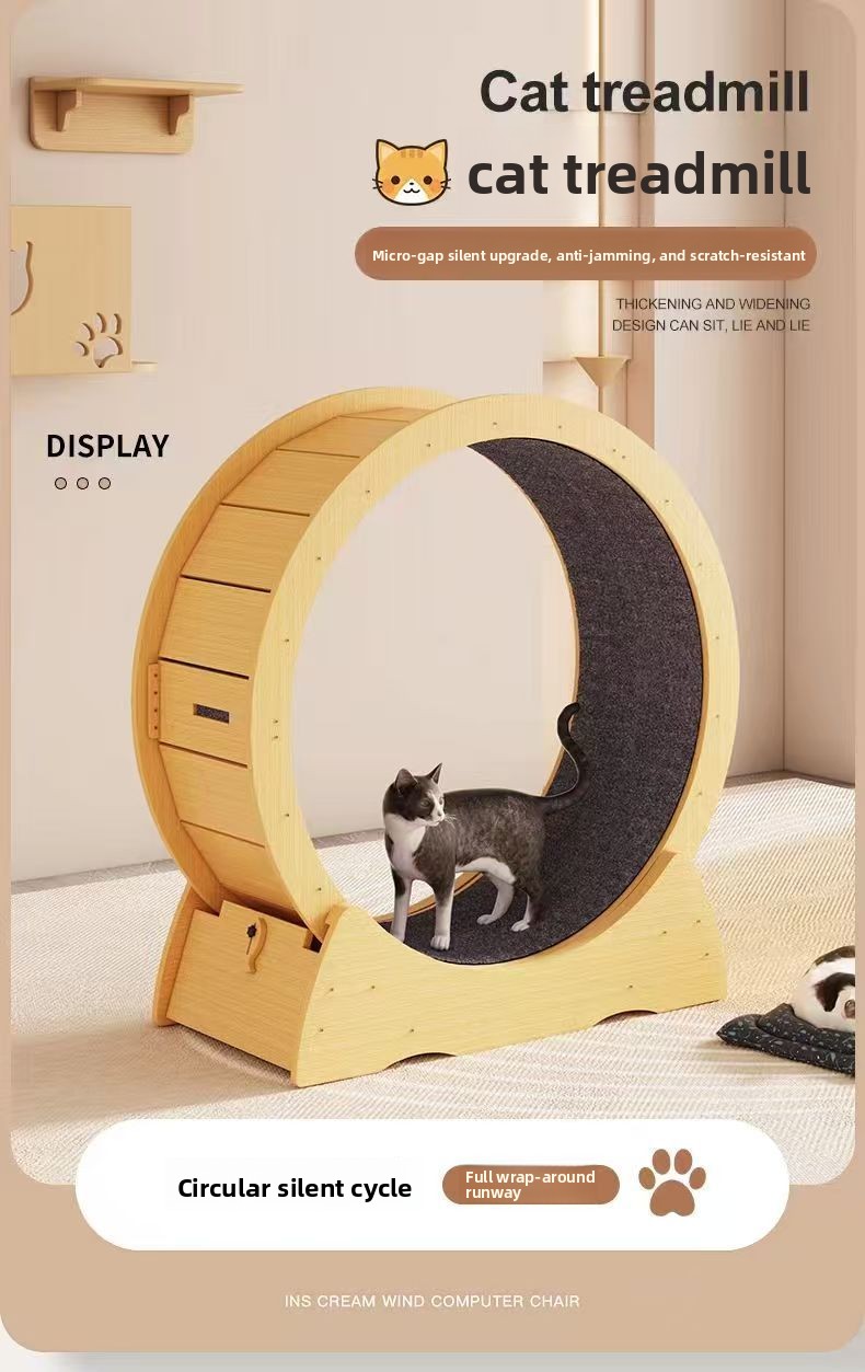 Cat Treadmill Pet Cat Climbing Frame Clearance Cylindrical Roller Silent Sports Fitness Large Cat Toy Cat Running Wheel