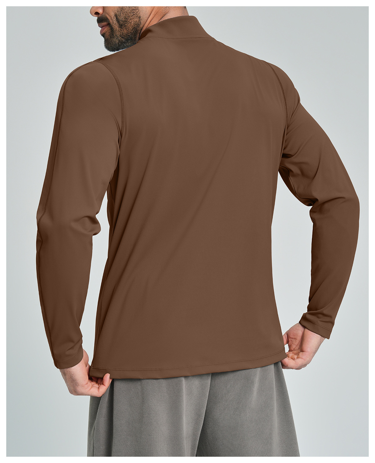 Men's Breathable Half-Zip Long-Sleeve Nylon Top for Fitness and Hiking