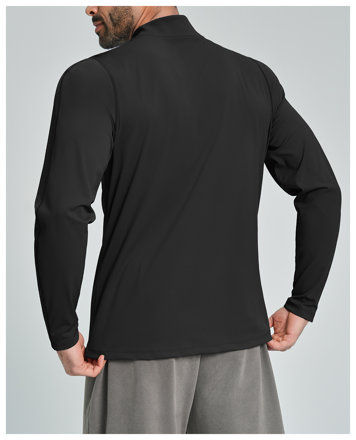 Men's Breathable Half-Zip Long-Sleeve Nylon Top for Fitness and Hiking