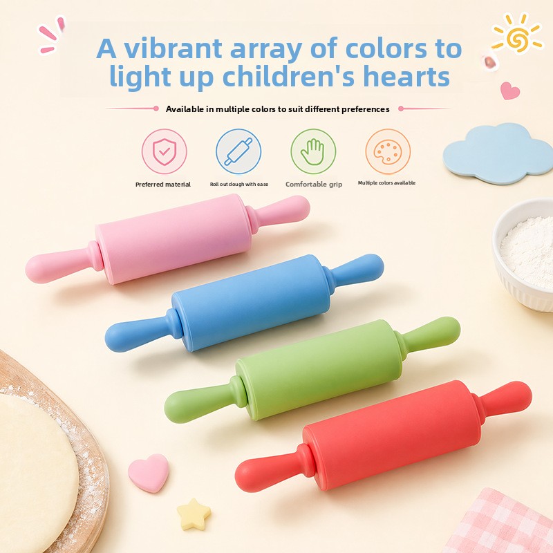 Mini Plastic Rolling Pin with PP Handle Children Baking Tool Dumpling Stick Lightweight