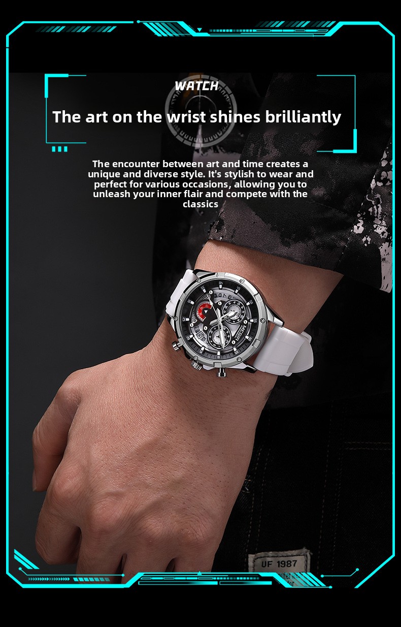 MEGIR Men's Casual Silicone Strap Quartz Chronograph Watch