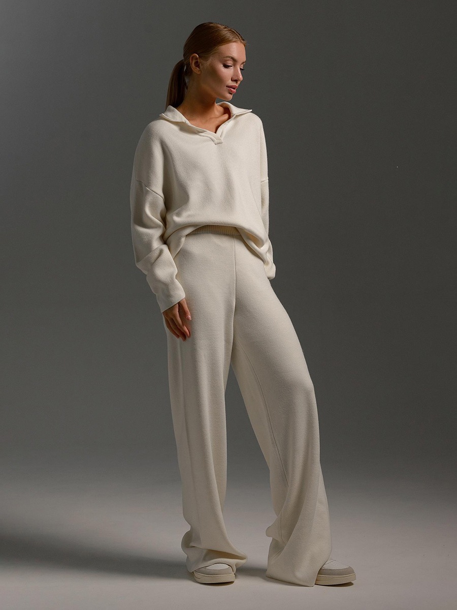 Women's casual long-sleeved solid-color sports outfit