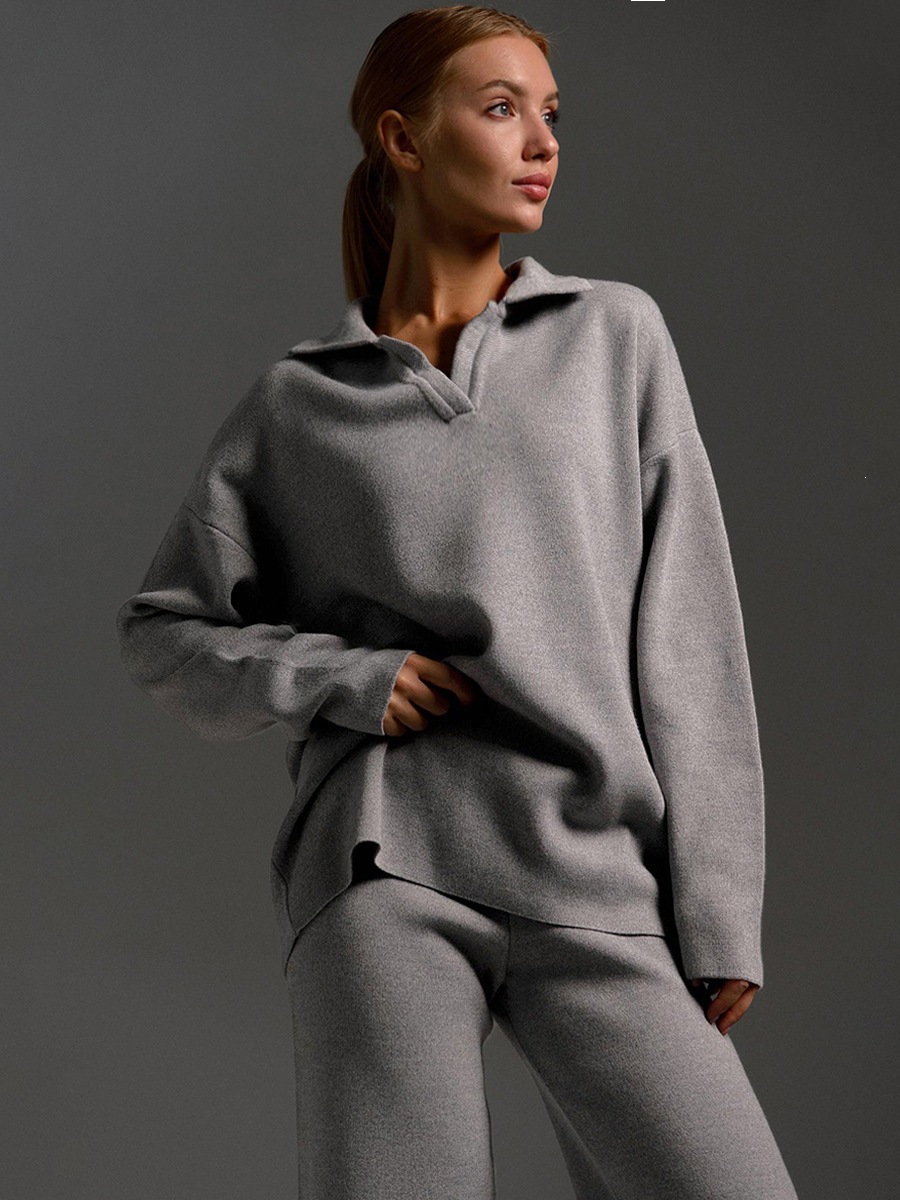Women's casual long-sleeved solid-color sports outfit